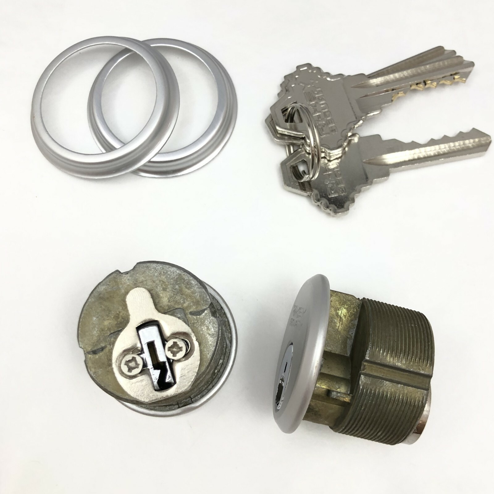 2 Mortise Lock Cylinders 1″ for Store Front Door Adams Rite Brass with 3 Keys