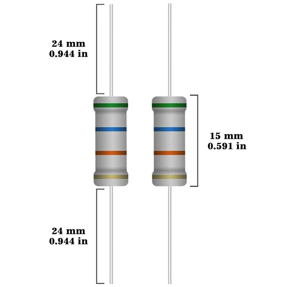 25 Values 2W Carbon Film Resistor Kit from 1 Ohm to 1M Ohm 2 Watt 5% Resistors A