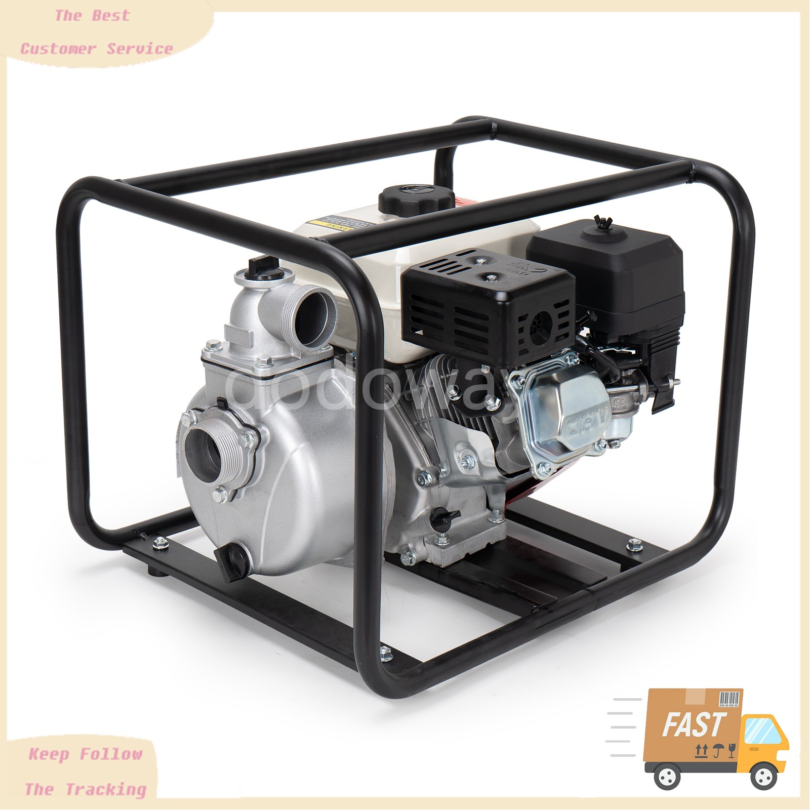 2 Inch Gas Powered Water Pump 6.5HP 4-Stroke Cast Iron Semi Trash Drainage Tool