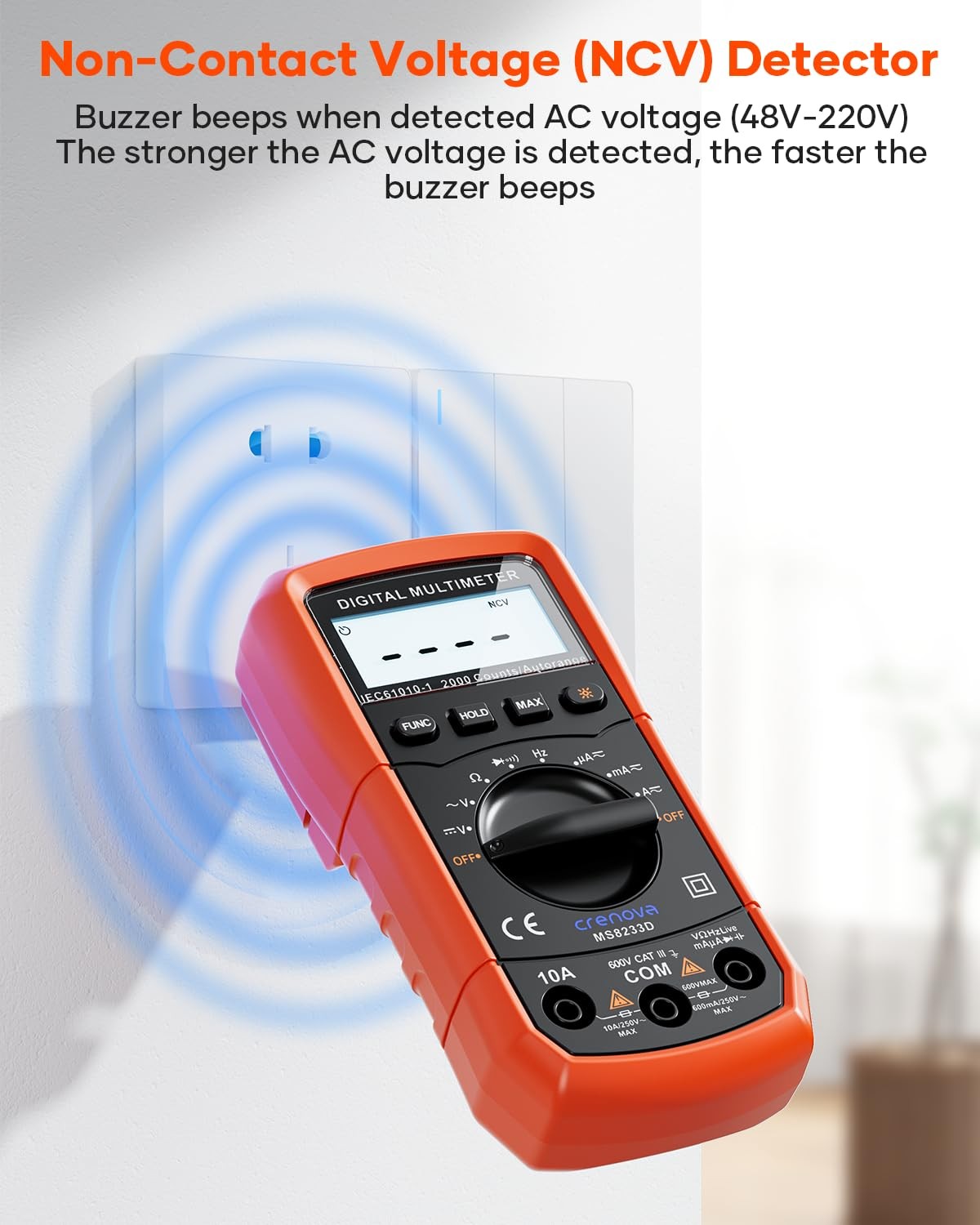 Crenova Ms8233D Multimeter 6000 Counts Digital Multimeter Dc Ac Volt Meter Ohm