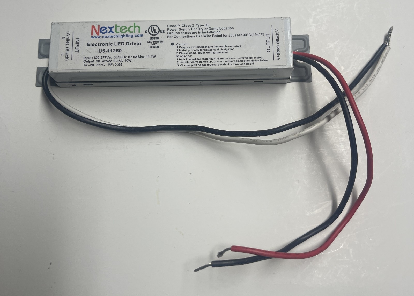 2-pcs Nextech LED Driver U5-11250 120-277V 30-42VDC 0.25A 10W