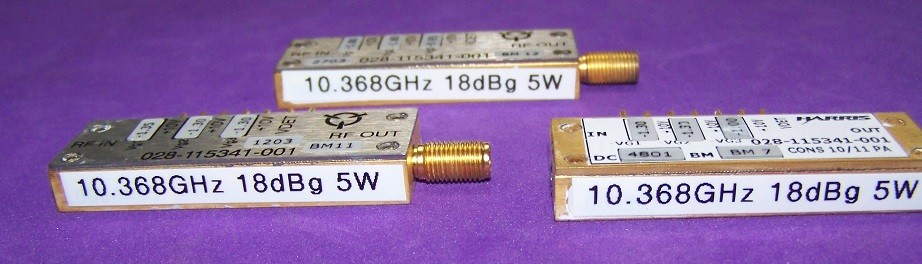 Harris 028-115341-001 5W 10.368GHz Power Amp & JCA 100MW driver with 30dB gain