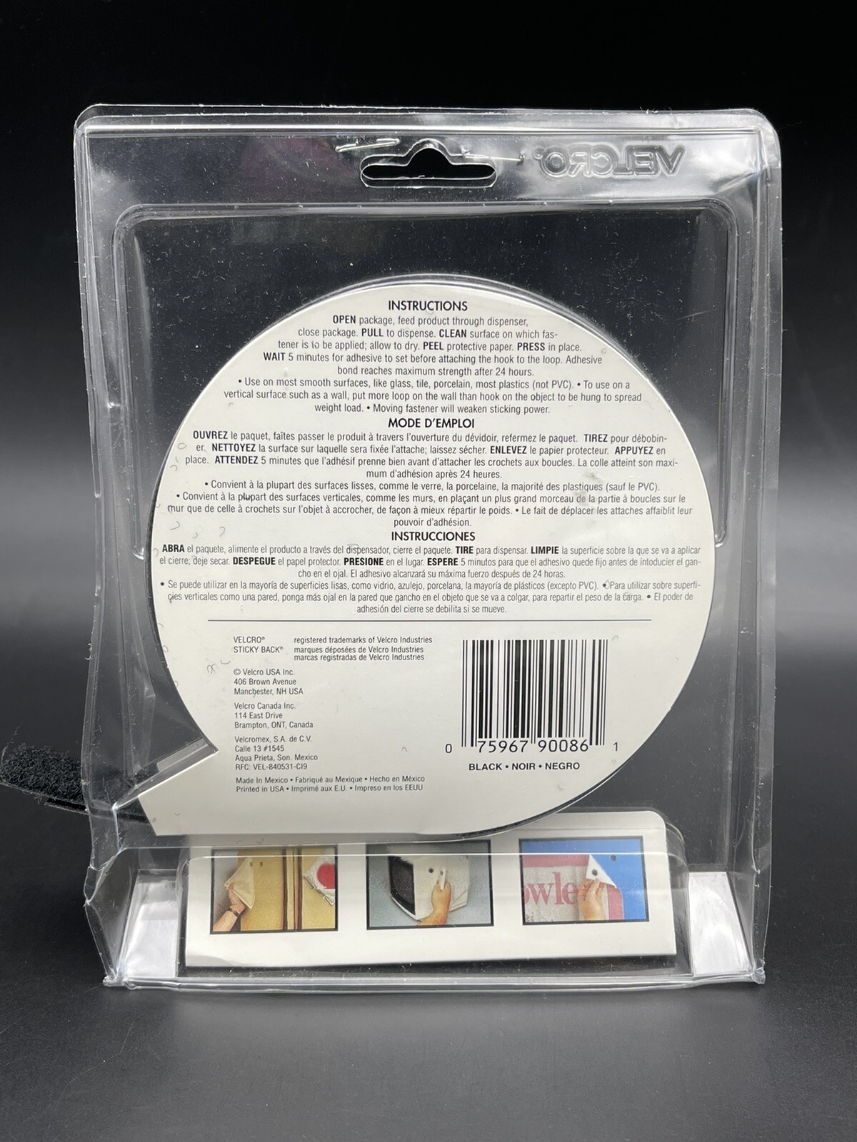 Velcro Sticky-Back Hook and Loop Fastener Tape with Dispenser 3/4 x 5ft Roll