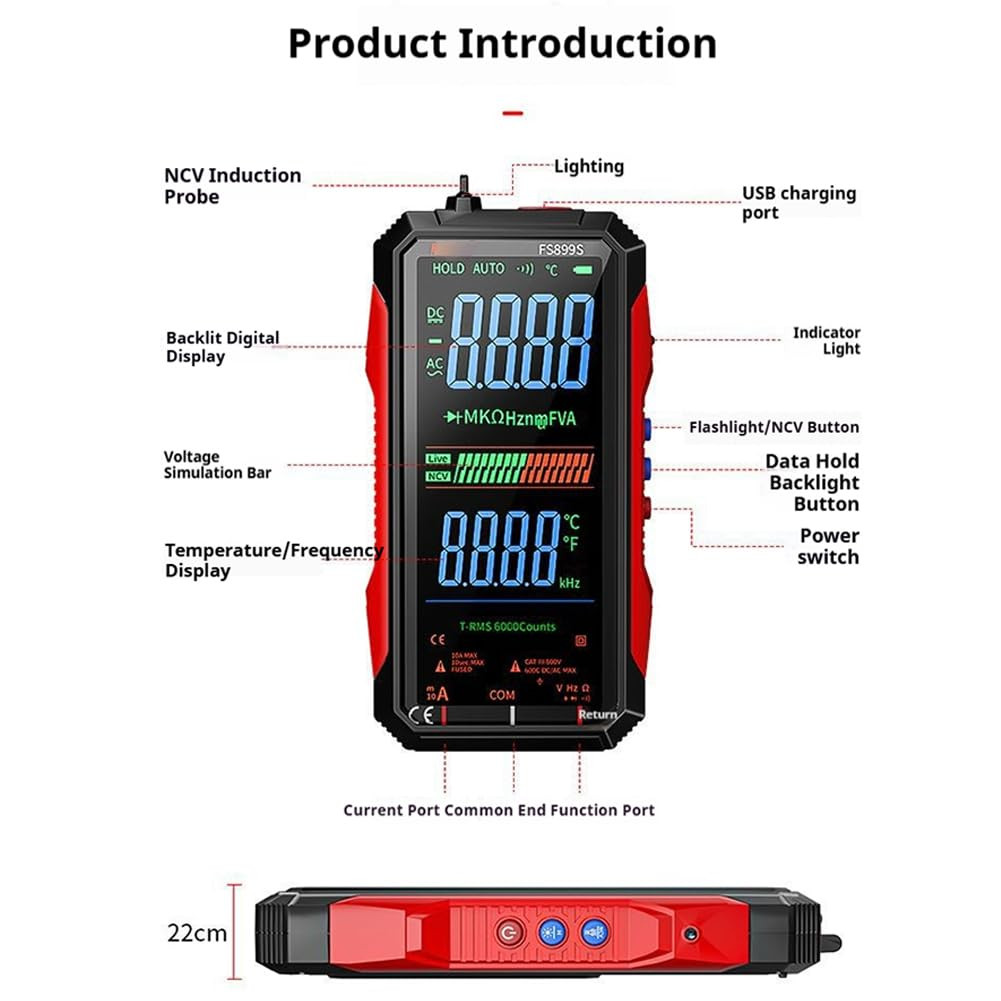 USB Rechargeable Digital Multimeter, 2026 Upgraded Fs899L Multimeter, Automatic