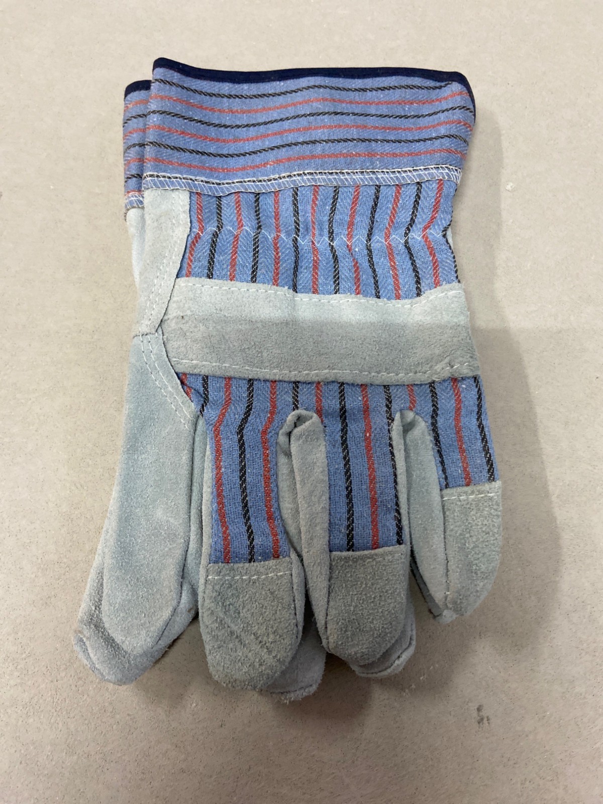 Industrial Work Gloves XL Blue Gray Leather Polyester Heavy Duty Construction