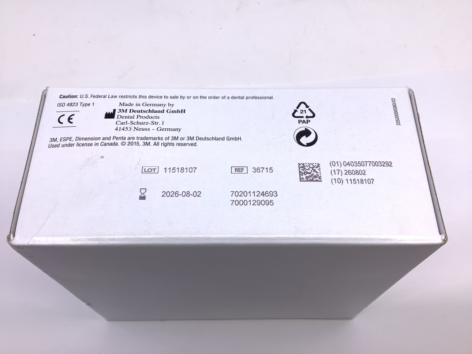 3M ESPE 405343 SE Dimension Penta H Vinyl Polysiloxane Impression Material