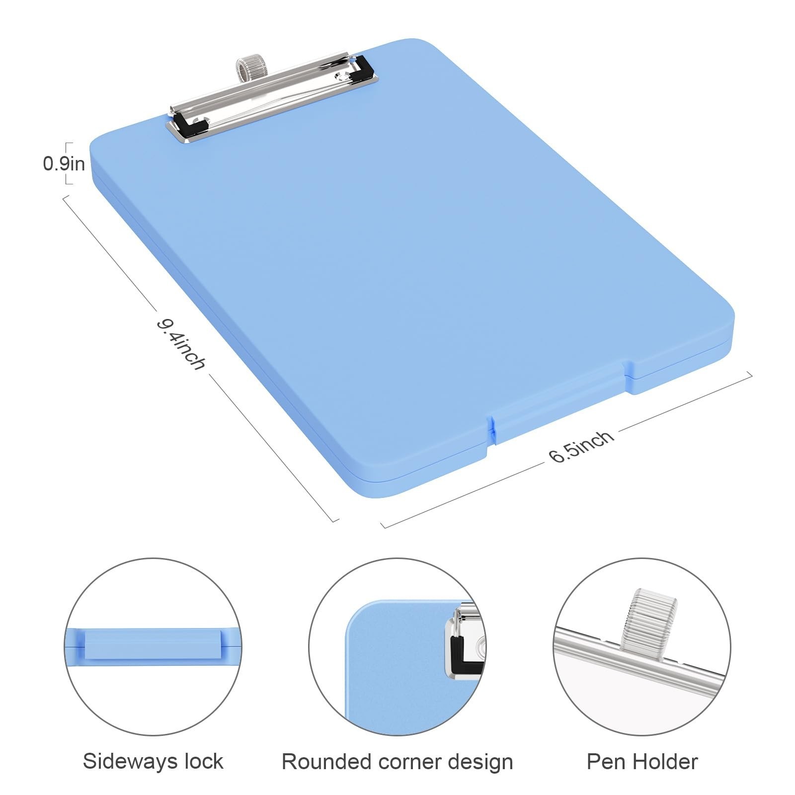 Piasoenc A5 Clipboard with Storage, Clip Board with Pen Holder, Dark Blue | A…