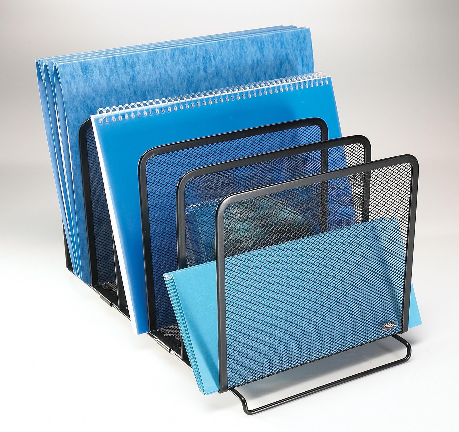Rolodex Mesh Collection Stacking Sorter, 5-Section, Standard Packaging , Black
