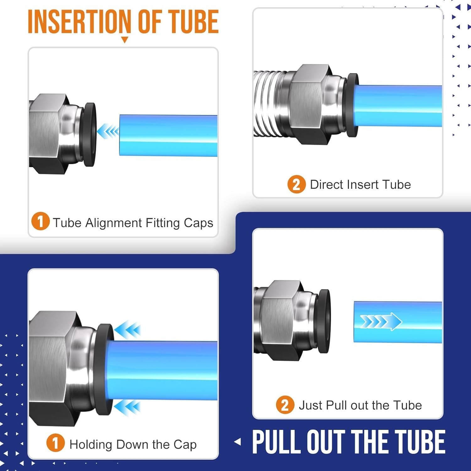 3/8 Tube OD to 1/2 NPT Thread Push to Connect Fittings,Pneumatic Quick Air Ho…