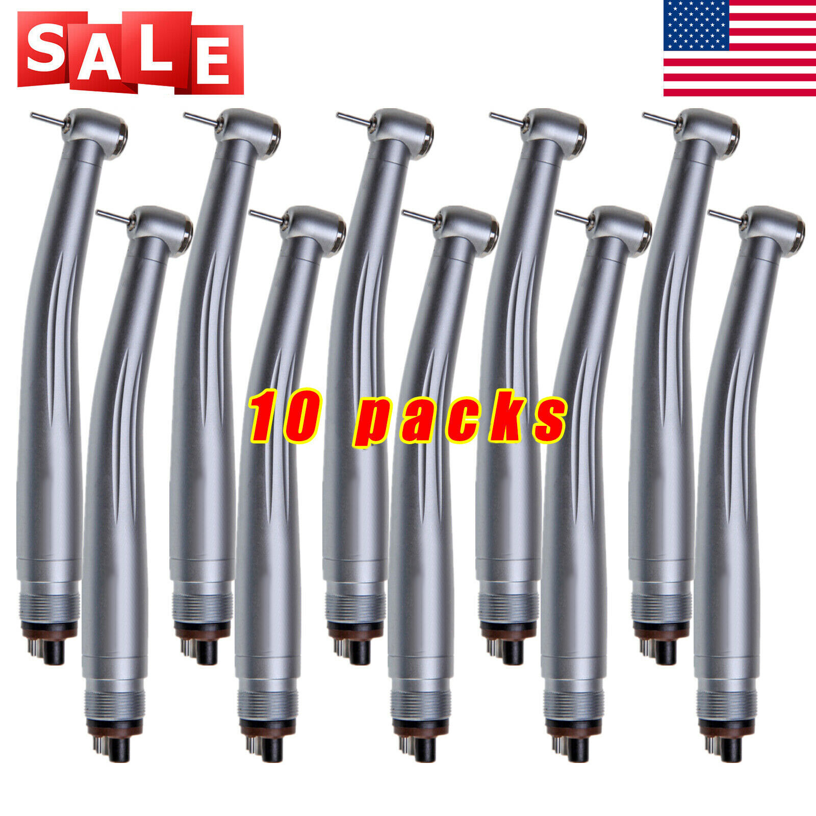10Packs NSK Style Dental High Speed Surgical Handpiece Push Turbine 4Hole