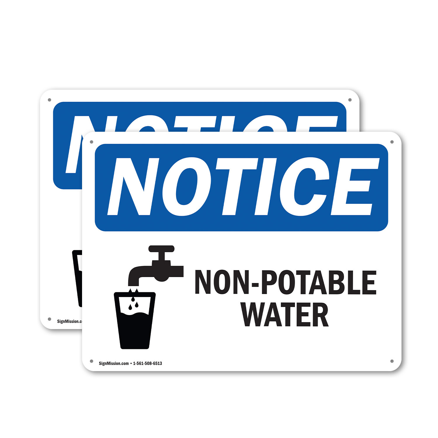 (2 Pack) Non-Potable Water OSHA Notice Sign Decal Metal Plastic