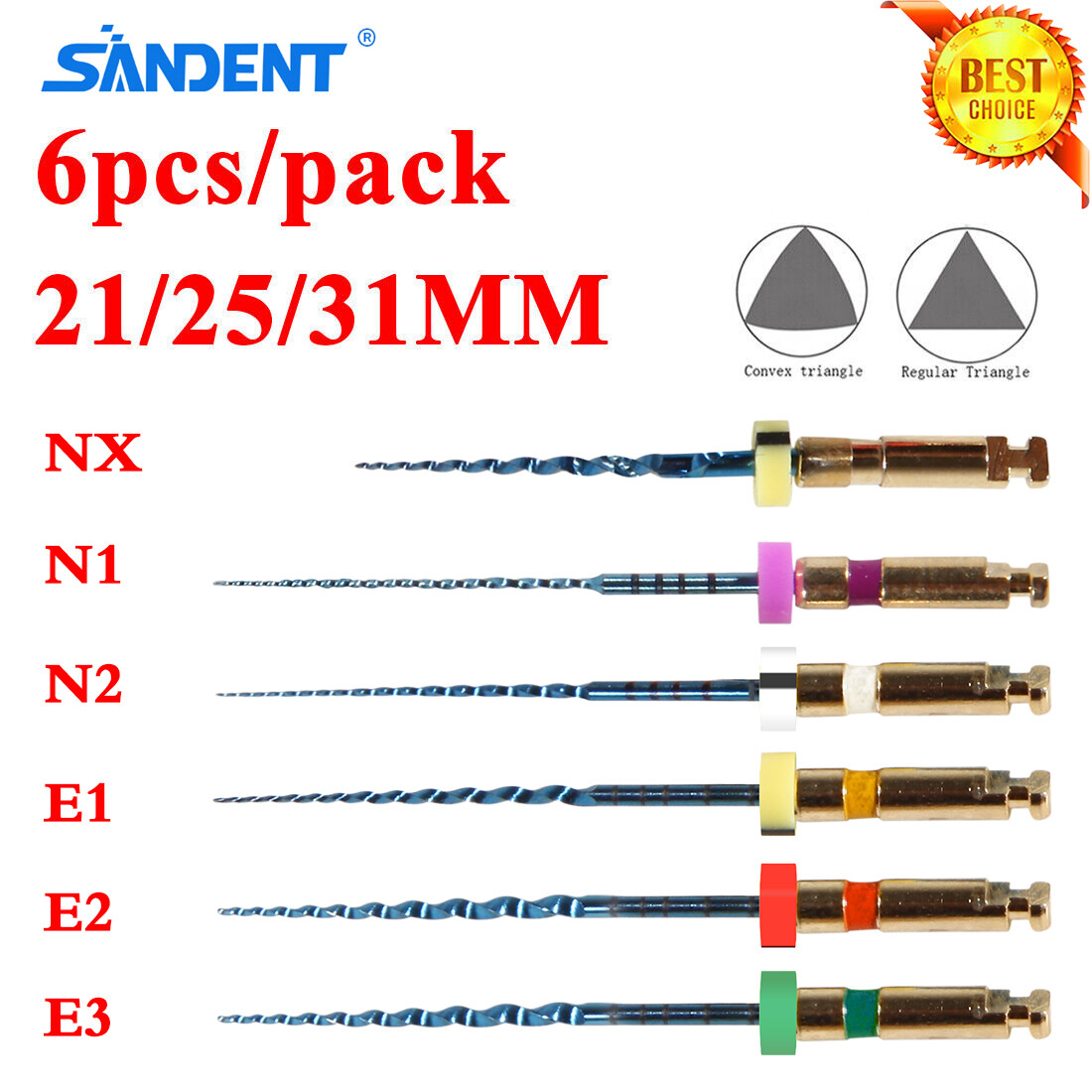 6pcs Endodontic Dental Endo Files Rotary NITI Files 21/25/31MM Dentist