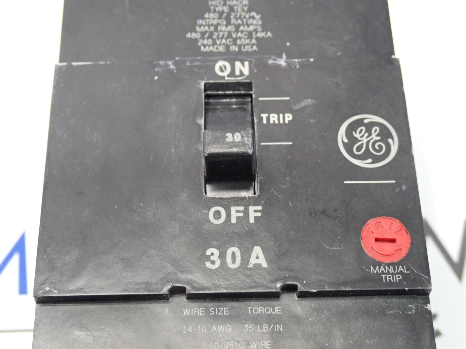 GE TEY330 30 Amp 3 Pole 480/277V TEY Bolt on Circuit Breaker Tested