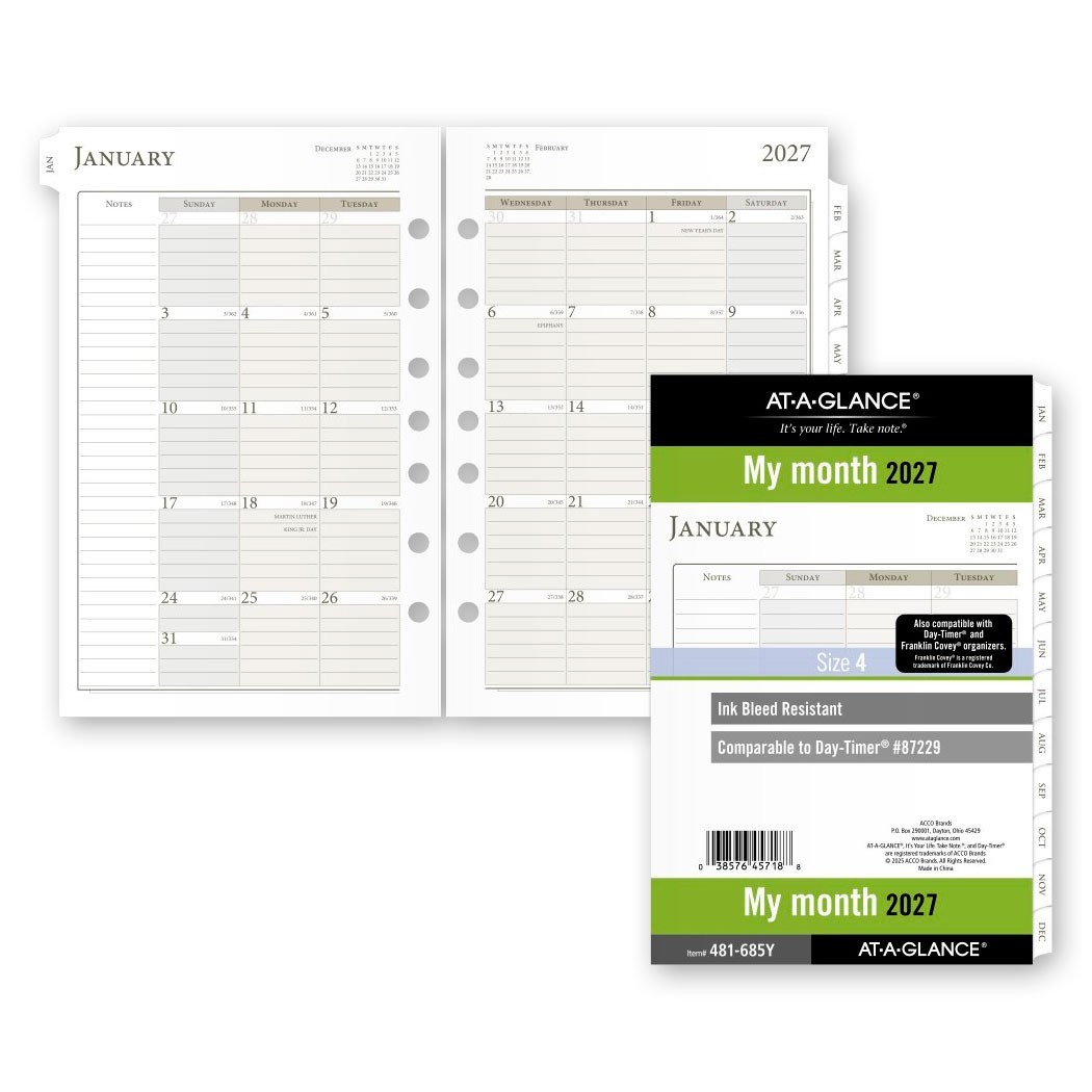 At-A-Glance 2027 481-685Y Monthly Planner Refill, Size 4, 5-1/2 x 8-1/2″