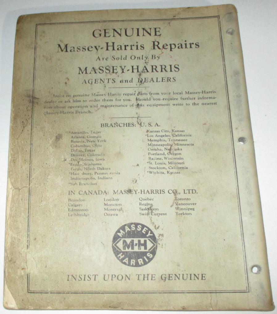Massey Harris 44 44K 44LP Tractor Parts Catalog Book ORIGINAL s/n 40001-50000 MH