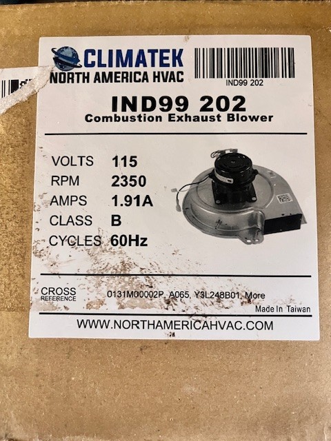 ClimaTek IND99 202 Furnace Draft Inducer Exhaust Blower Motor 115V 2350 RPM