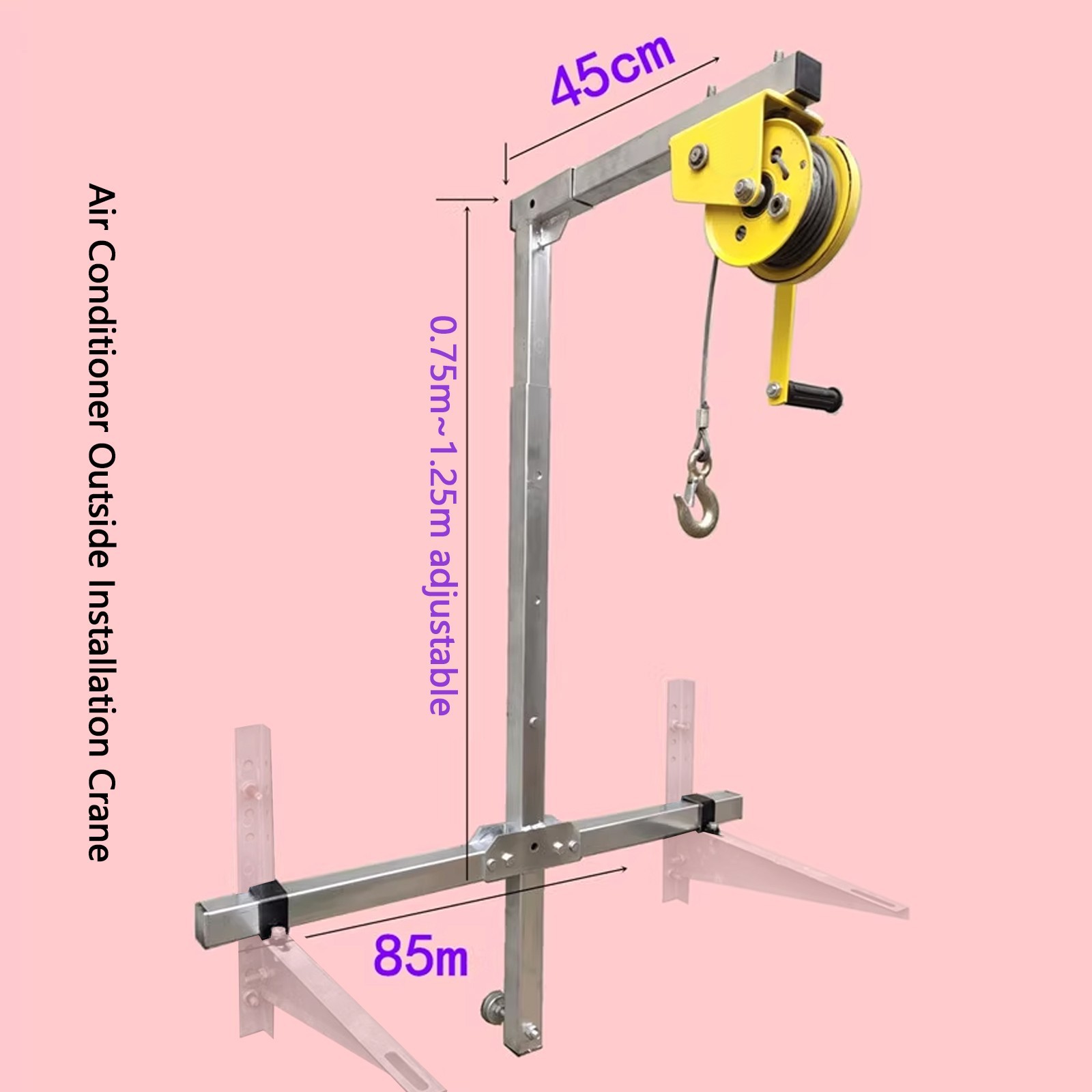 Air Conditioning Crane 10m Manual Lift, 220LB Outside Unit Installation Tools