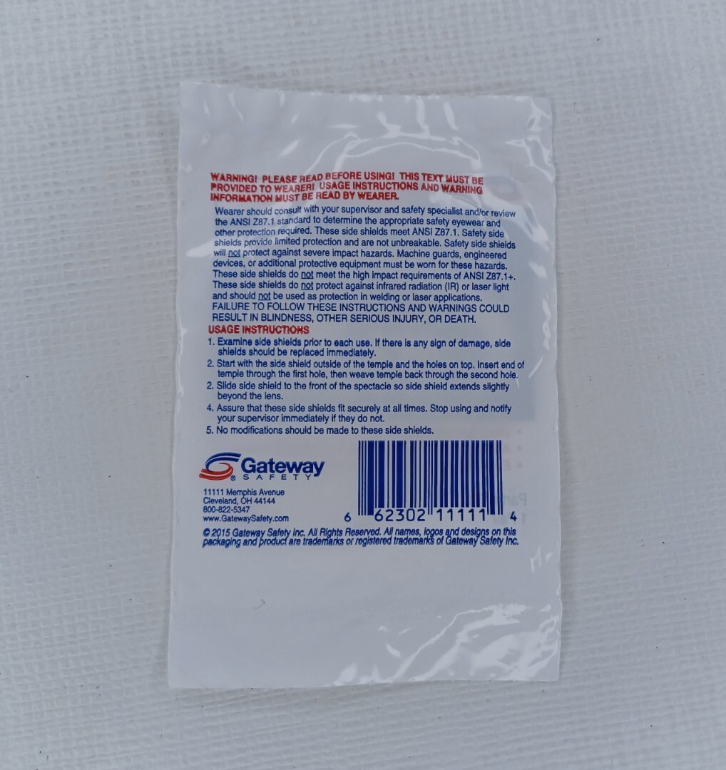 1 Pair Gateway AT1 Side Shields Clear Slip On Glasses For Safety