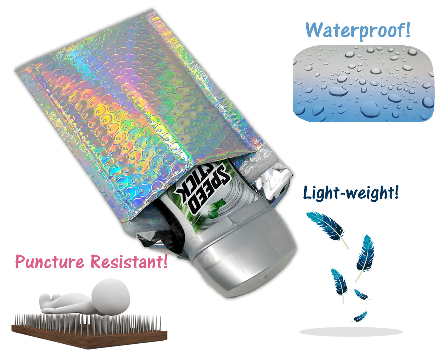 4X8 Holographic, Sunset Peach Bubble Mailers, Metallic Padded Shipping Mailing