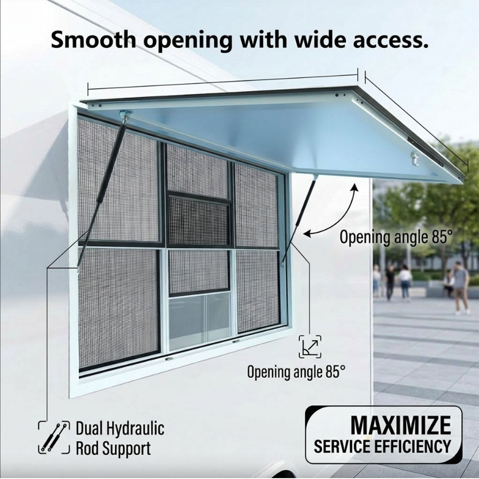 Concession Stand 60X36″Serving Window Food Truck Service Awning 6 Screen Windows