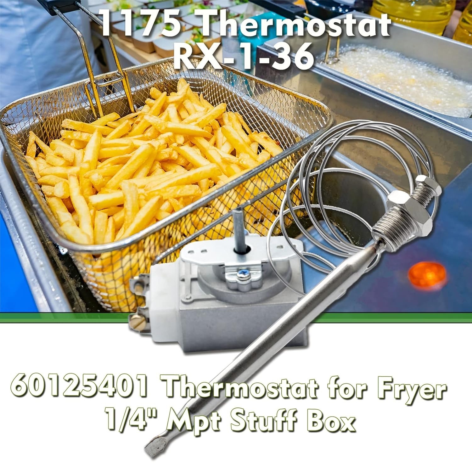 Professional Deep Fryer Thermostat, Stainless Steel, 200-400F Temperature