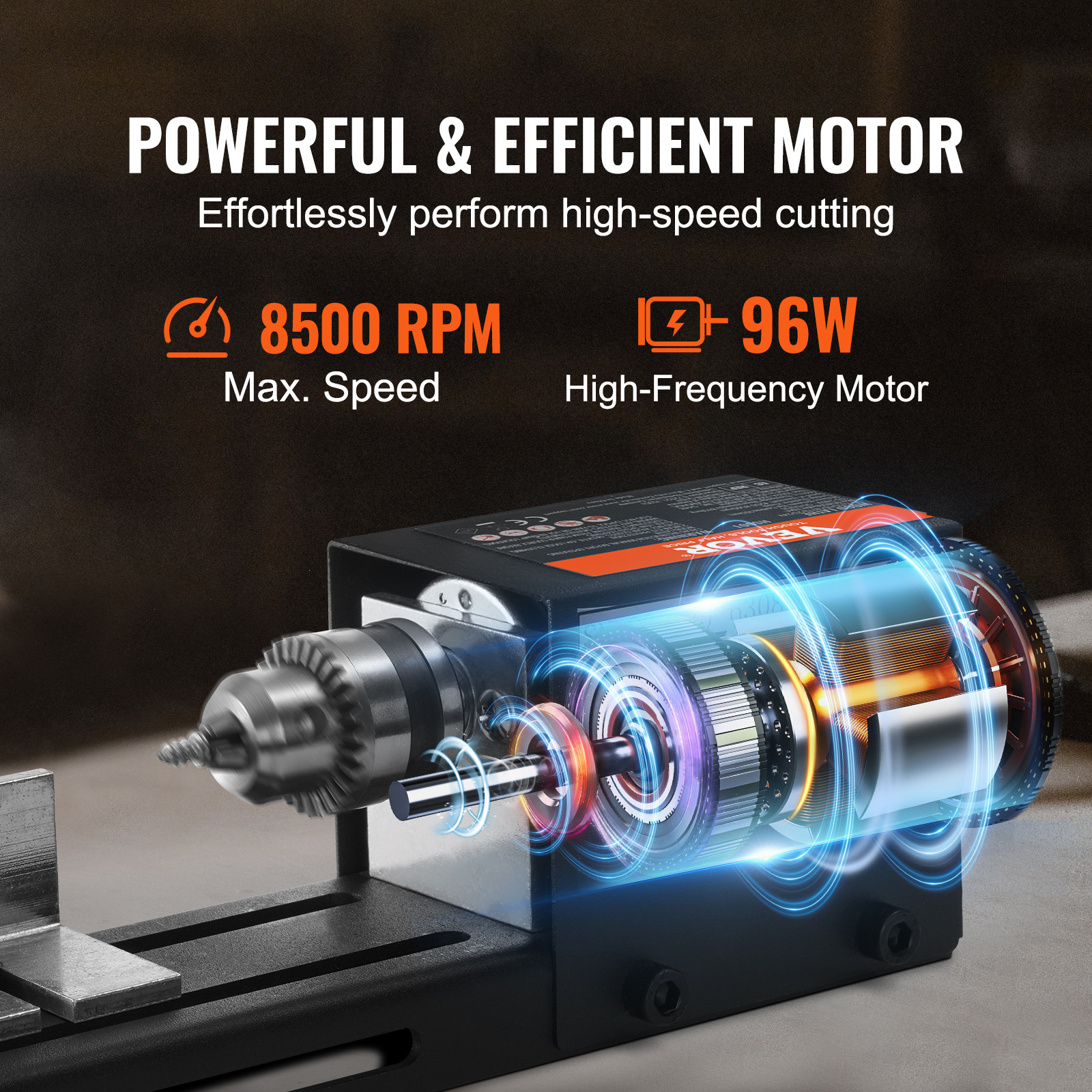 VEVOR Mini Lathe Machine 24V 96W Mini Wood Lathe Tools 2.76 in x 6.3 in 7 Speeds