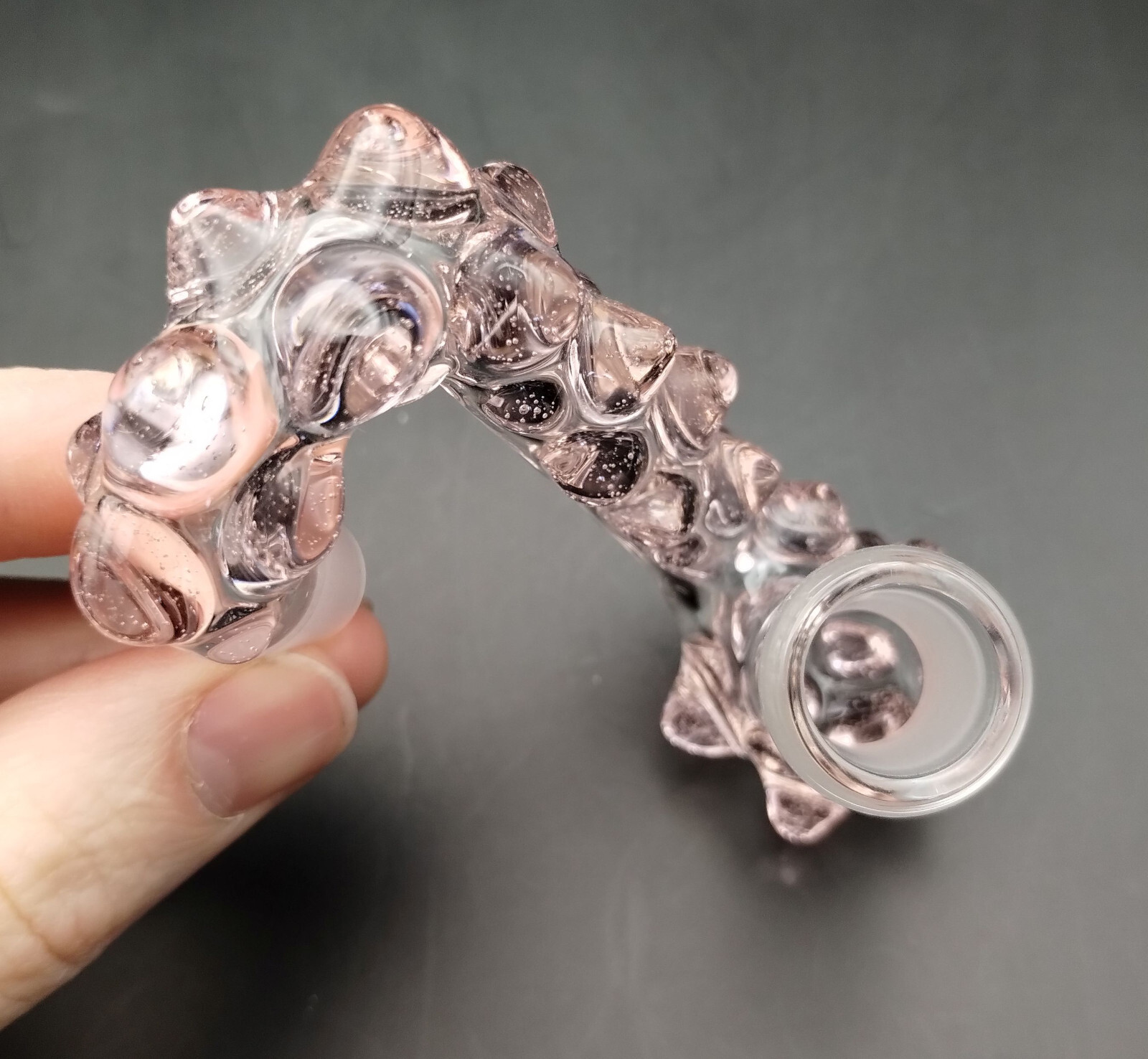 14mm Peach Pink Glass Drop Down Attachment Adapter