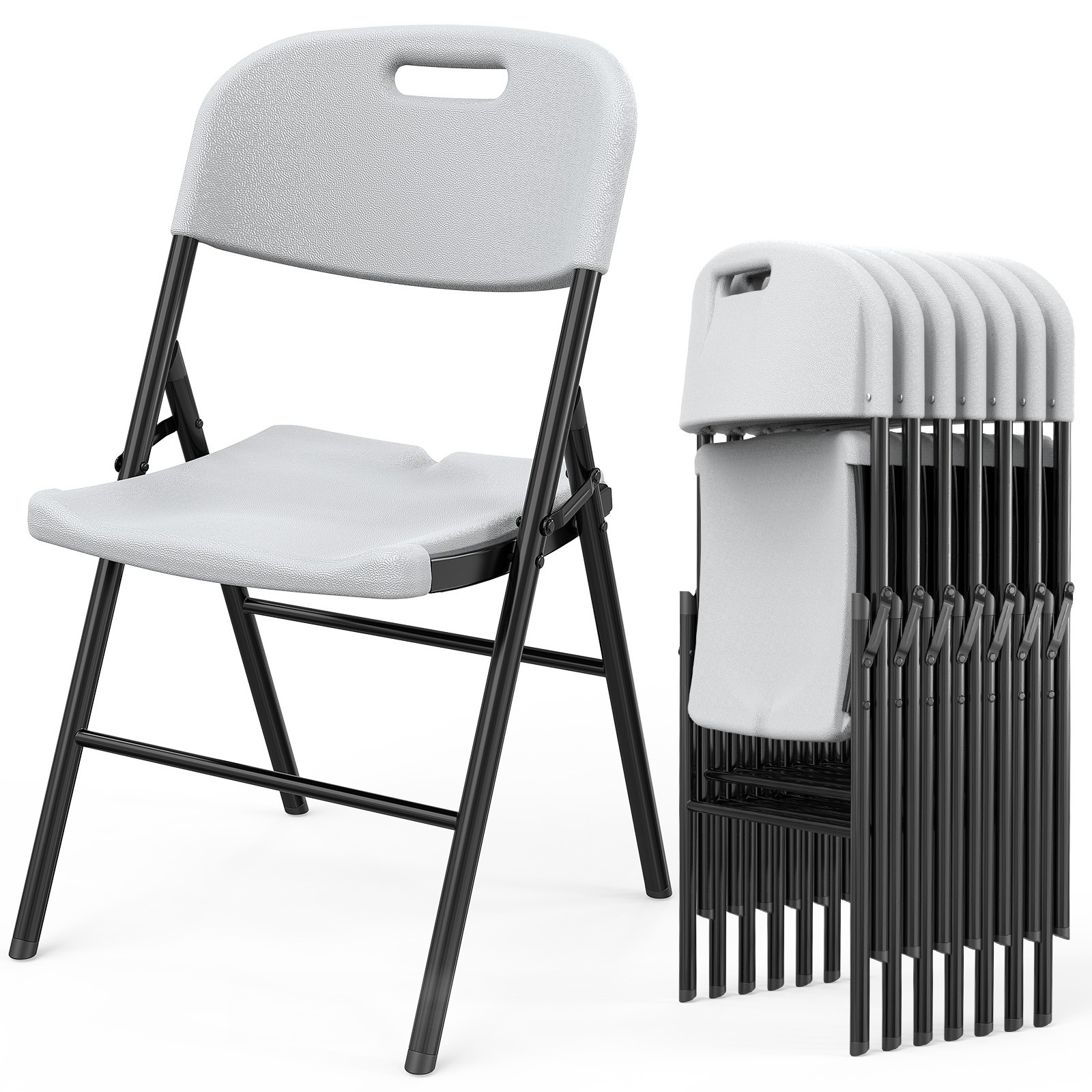 8 Packs Commercial Plastic Folding Stackable Chairs Seats -Event Wedding Party