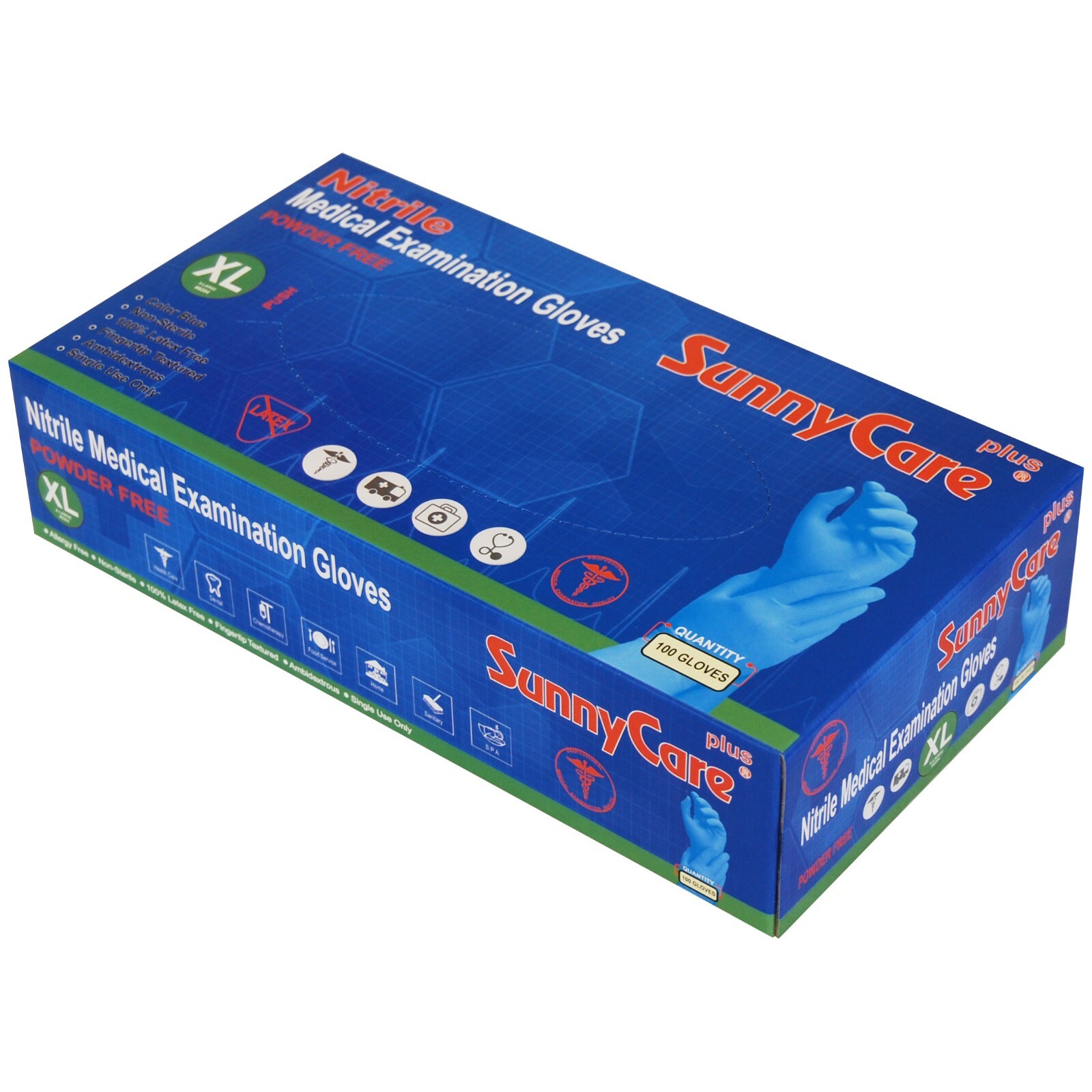 1000 SunnyCare #8204 Nitrile Exam Gloves Chemo-Rated (Powder Free Vinyl Latex)XL