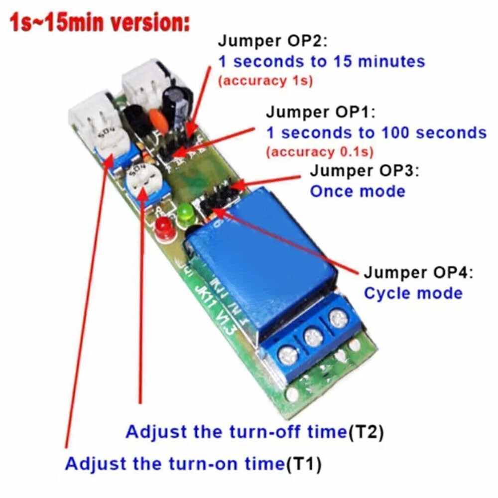 2PC 12V Infinite Cycle Delay Time Timer Relay Turn ON OFF Switch Loop Modules