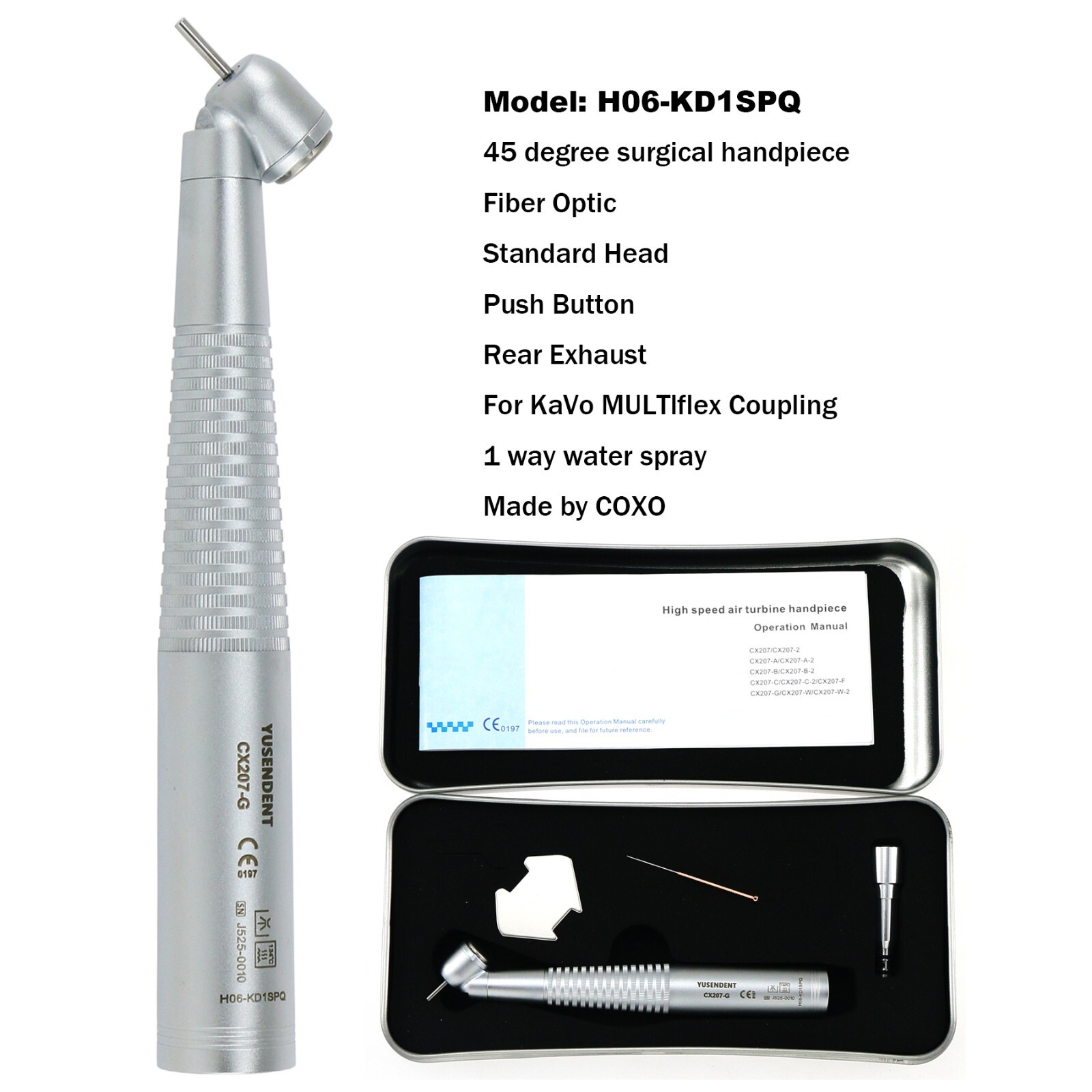 US BEING COXO Dental 45° Angle Surgical Handpiece Fiber Optic KAVO 6 Pin Coupler