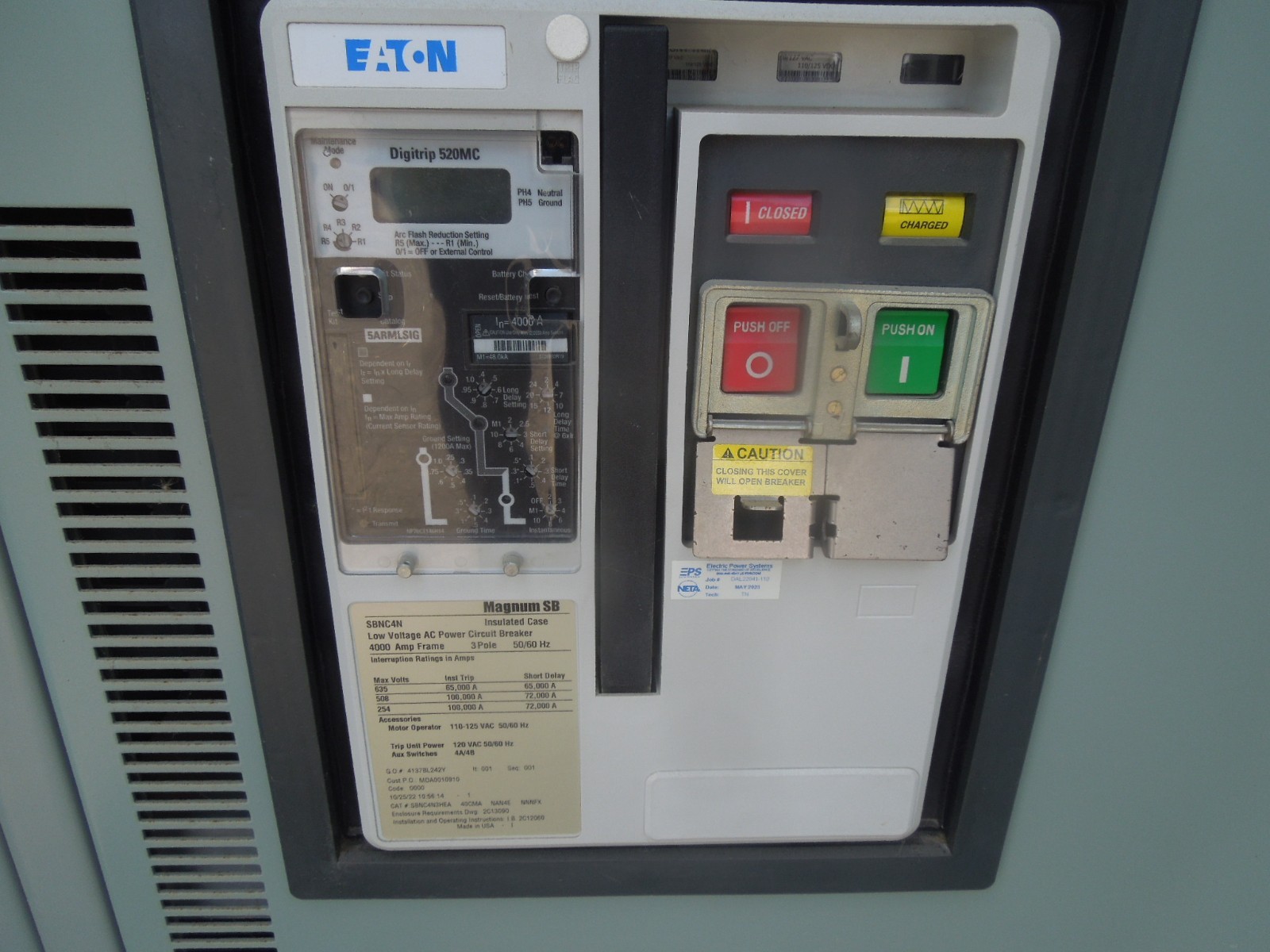 Eaton 4000A 3ph 415/240V Main Breaker Switchboard w/ 48- HFD3080 Breakers 3R