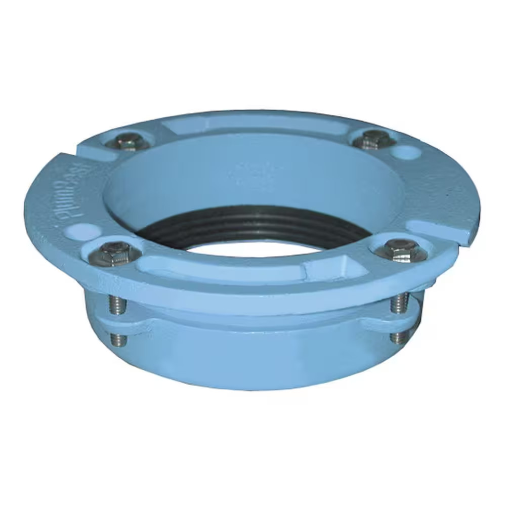 4 In. X 2 In. No Caulk Code Blue Cast Iron Water Closet (Toilet) Flange for Cast