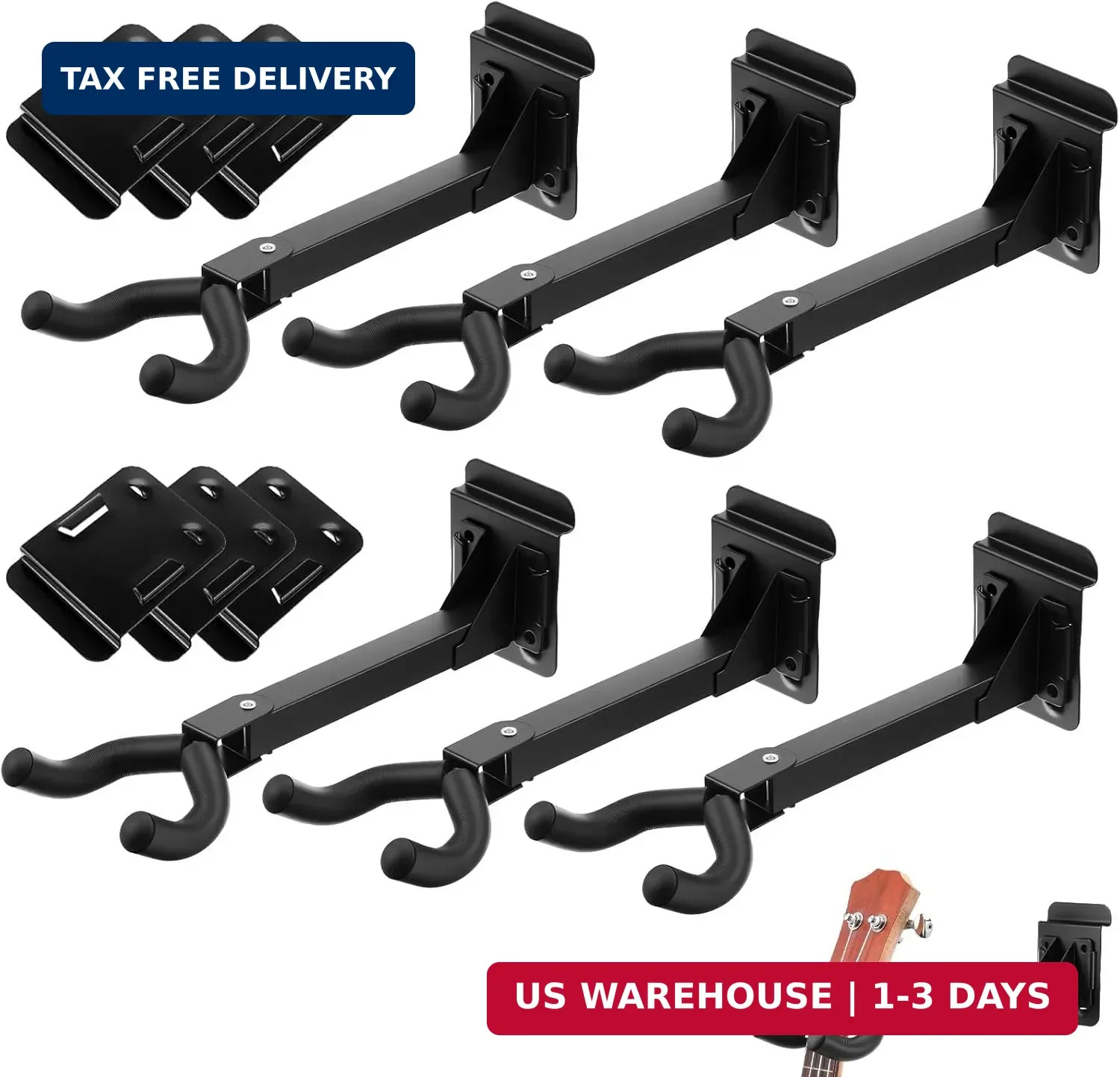 4 Pcs Guitar Hanger Wall Mount Guitar Hangers Hooks Holders with Slat Adapter 18