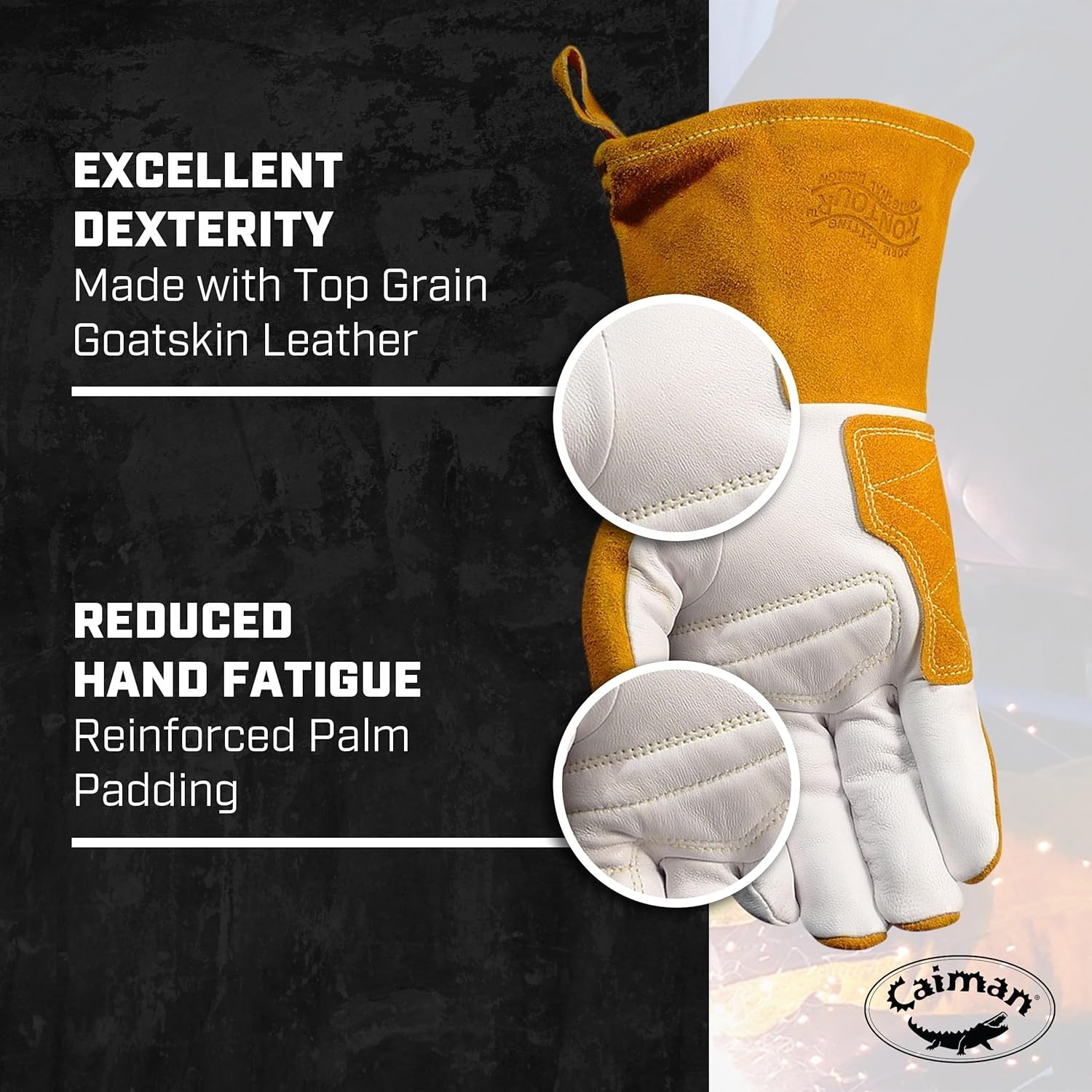 Goat Grain TIG/Multi-Task Welding Gloves, Split Cowhide Back, 4-Inch Extended…