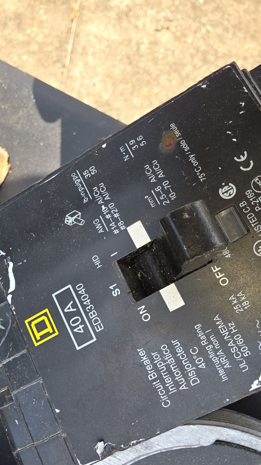 Square D EDB34040 40 Amp 480Y/277v 3 Pole Circuit Breaker UNTESTED