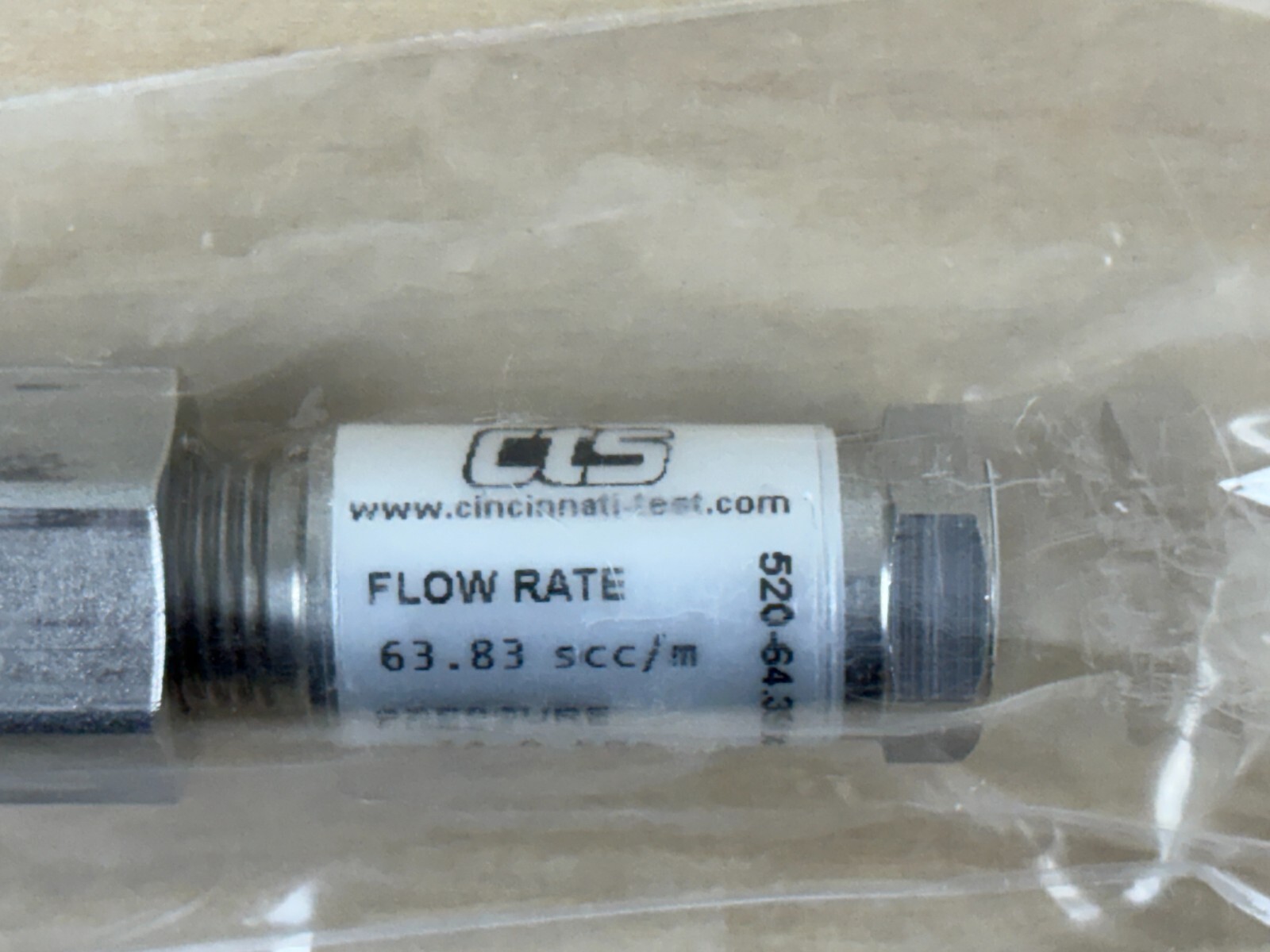 Cincinnati CTS Fixed Leak Orifice Standard, 64.83 scc/m @ 24.0 kPa, 520-64.39