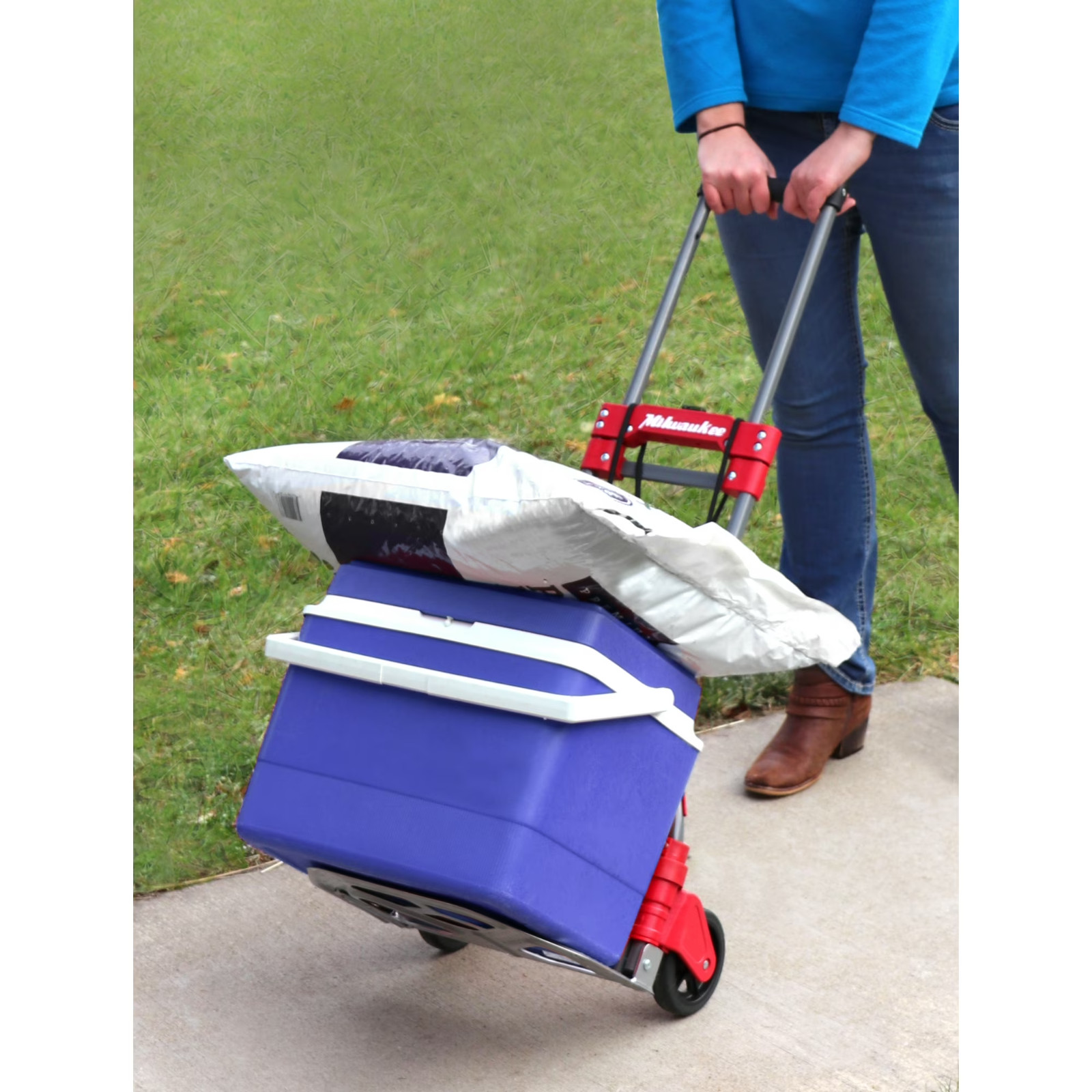 Milwaukee’s Foldup Hand Truck Is Light Weight and has a 150 lb. Load capacity.