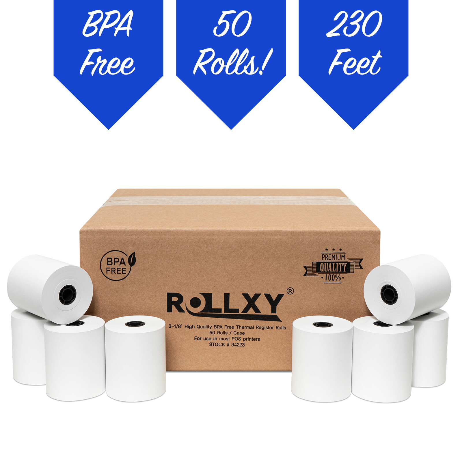 3-1/8″ x 230′ THERMAL POS RECEIPT PRINTER ROLL PAPER BPA FREE USA – 50 ROLLS
