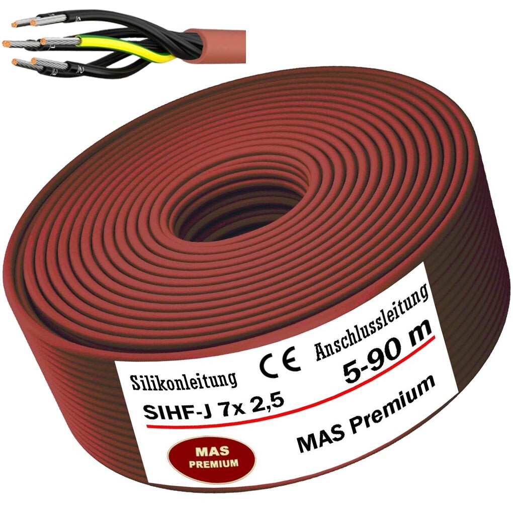 5-90 m silicone cable silicone cable sauna cable SIHF-J 7 x 2.5 flexible for …