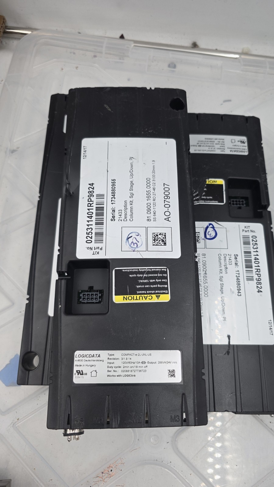 LOGICDATA COMPACT-e-2L-UNL-US Control Unit (as-is-parts), 120VAC
