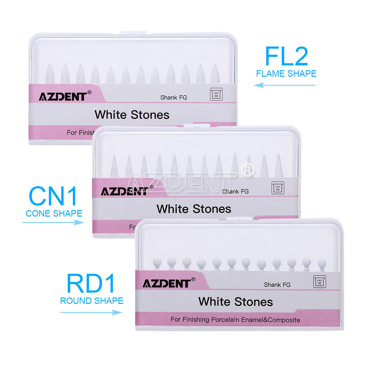 Dental Round White Stone Bur Polishing FG Burs /Dental LED High Speed Handpiece