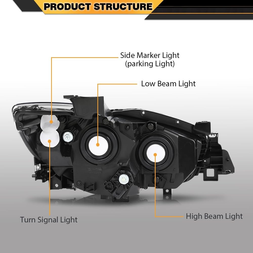 Halogen Projector Headlight Mazda CX-5 2013-2016 Driver Side Chrome KJ0151041C