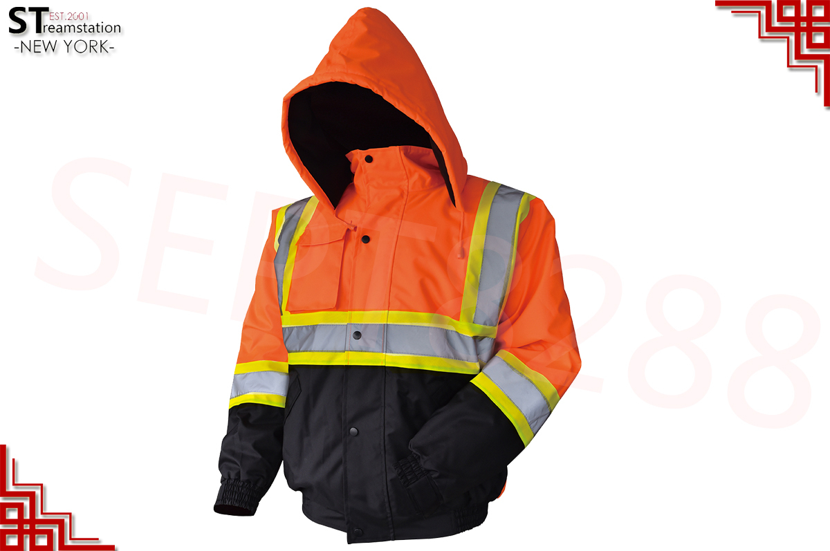 Hi Vis Insulated Safety Bomber Reflective Jacket Coat HIGH VISIBILITY ORANGE