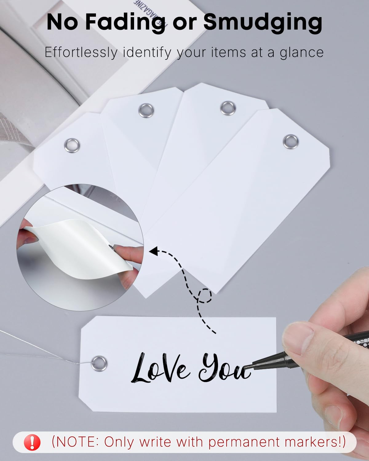 Uniclife 120 Pcs White Plastic Tags for 4.7 inches L x 2.36 W,