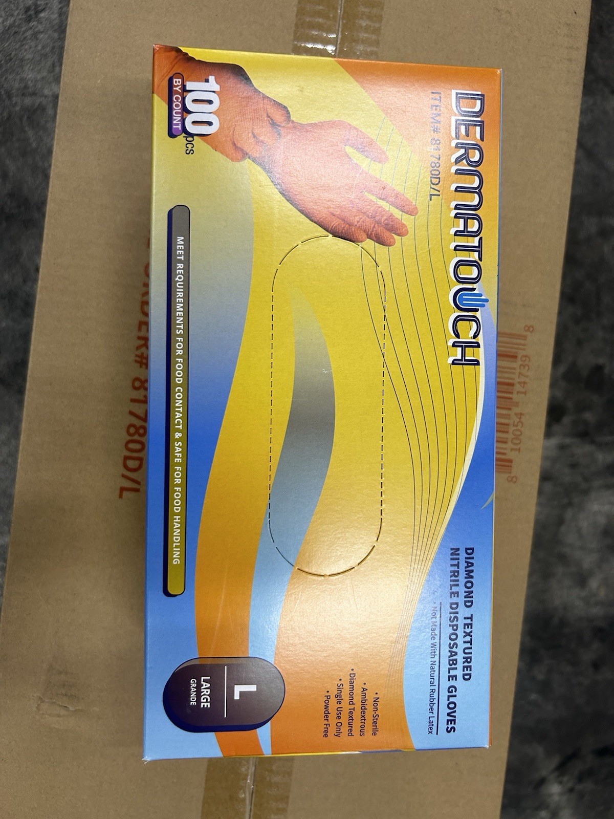 81780D/L 8 MIL Orange Nitrile Diamond Embossed Disposable Gloves 1000/Case