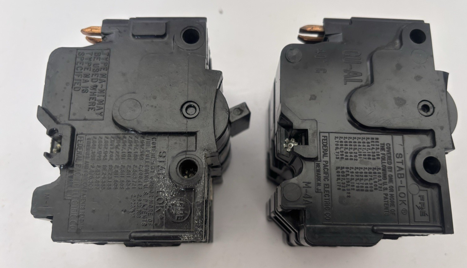 Lot of 3 FPE Circuit Breakers- Two – 20 Amp 3 Pole Stab-Lok & One- 50 Amp 2 Pole