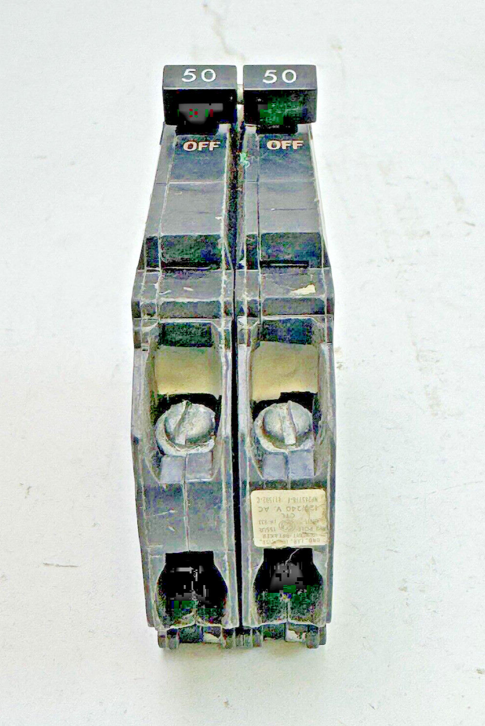 GE *LOT OF 3* – THQP250 – COMMON TRIP CIRCUIT BREAKERS – 2 POLE, 50 A, 240 VAC