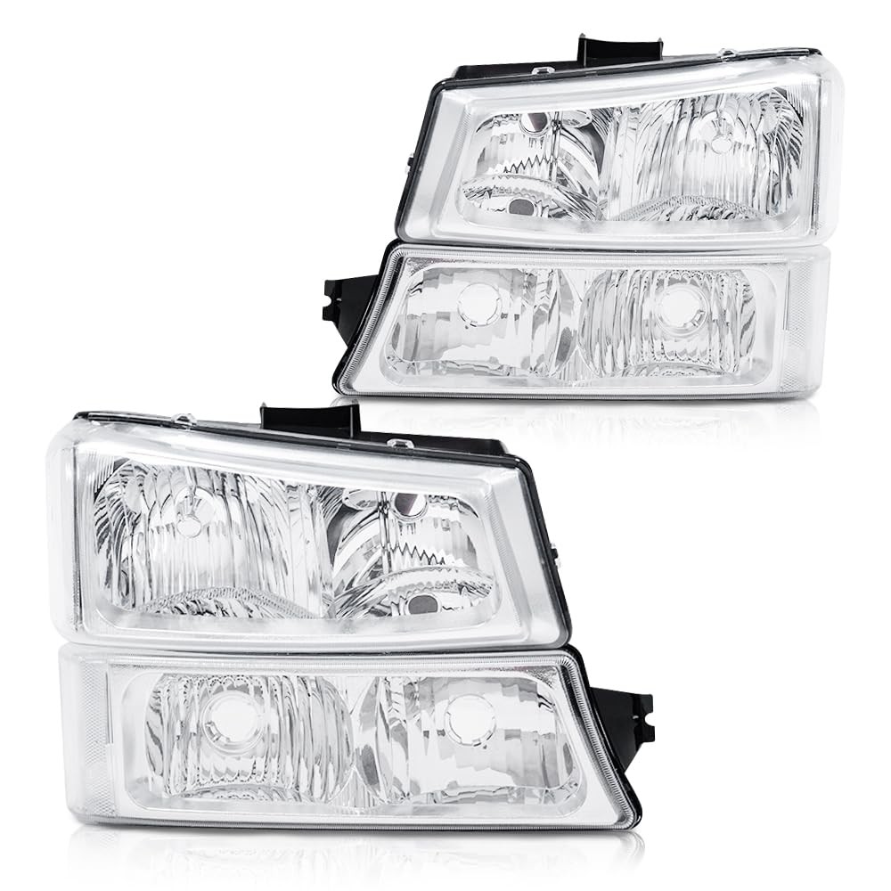 03-06 Chevy Silverado 1500 2500 3500 HD Avalanche Headlights Clear Chrome Lens