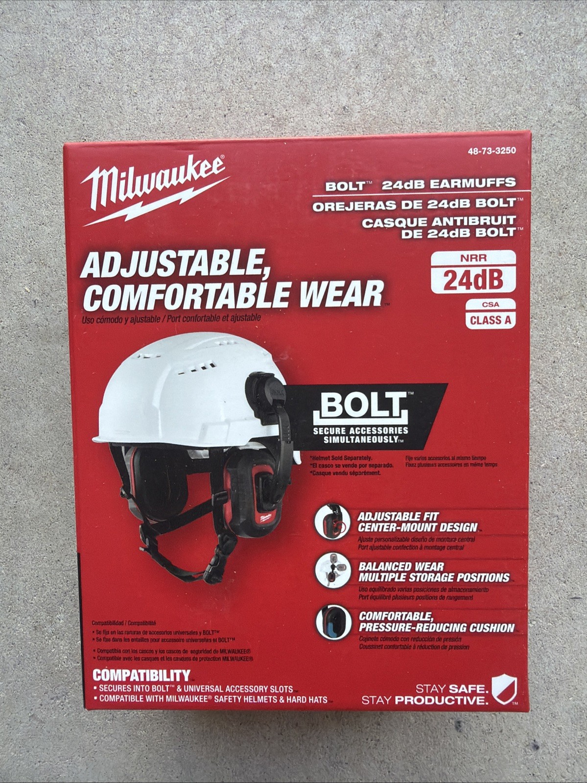 Milwaukee 48-73-3250 BOLT 24dB Earmuffs, Use with Safety Helmets and Hard Hats.